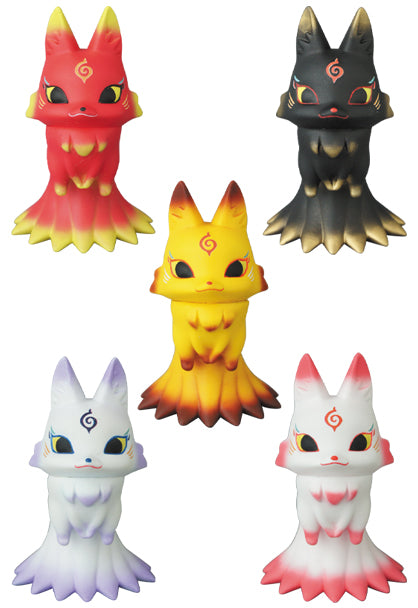 Medicom Toy VAG Vinyl Artist Gacha Gashapon Series 21 Denno Daiku Kyubi No Kyu Chan 5 2" Figure Set