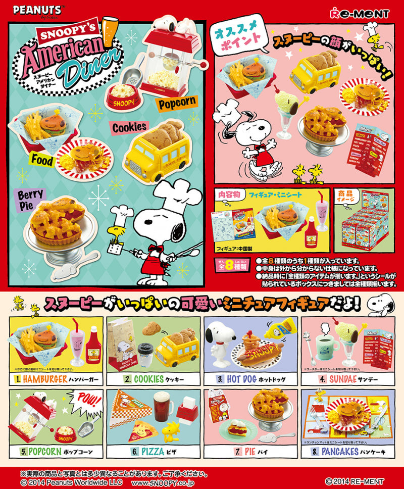 Re-ment Peanuts Snoopy Miniature Snoopy’s American Diner Sealed Box 8 Random Trading Figure Set