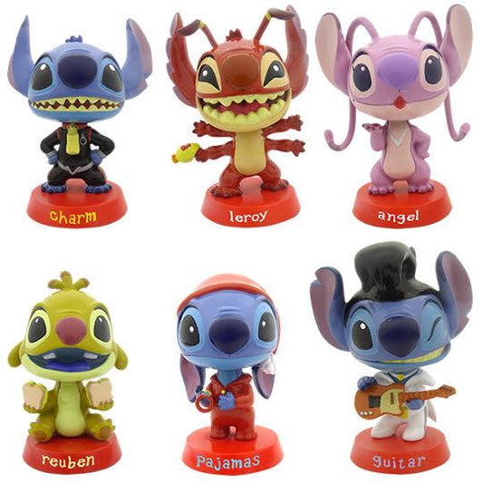 Run'a Disney Lilo & Stitch Toyfull Bubble Head 6 Trading Figure Set