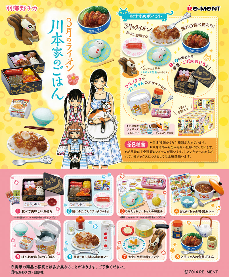 Re-ment March Comes in Like a Lion Miniature Kawamoto Family's Meal Sealed Box 8 Random Trading Figure Set