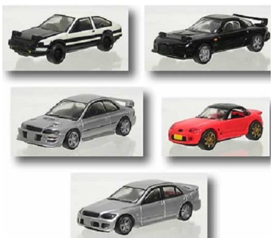 Yujin 1/72 Initial D Gashapon Part 7 4+1 Secret 5 Mini Car Trading Figure Set