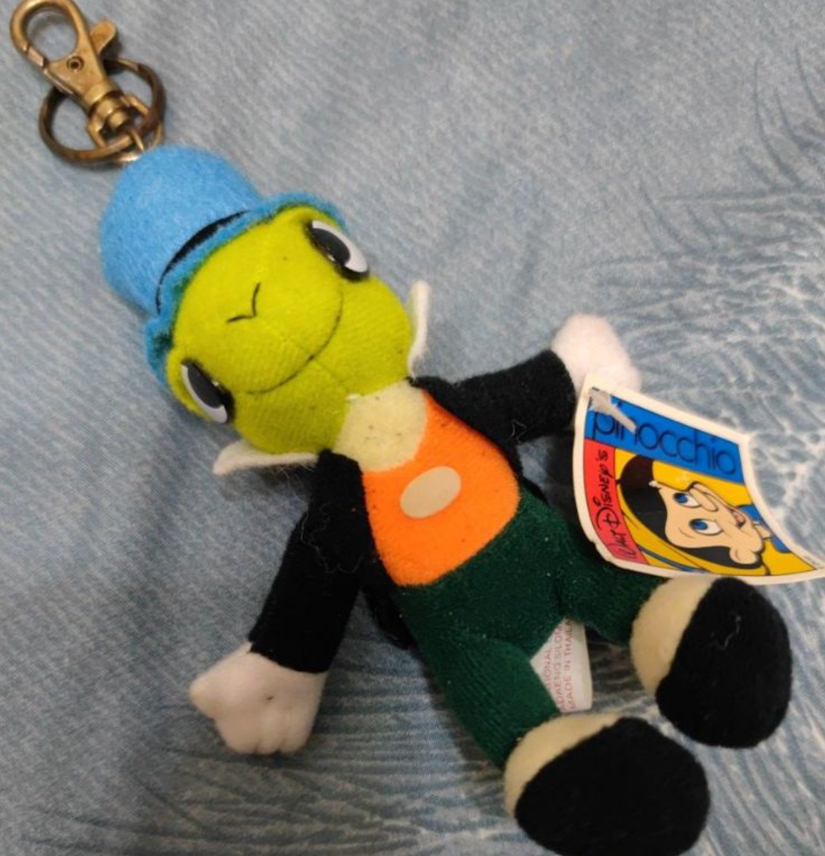 Vintage Walt Disney Pinocchio Jiminy Cricket Key Chain Holder Plush Do Lavits Figure