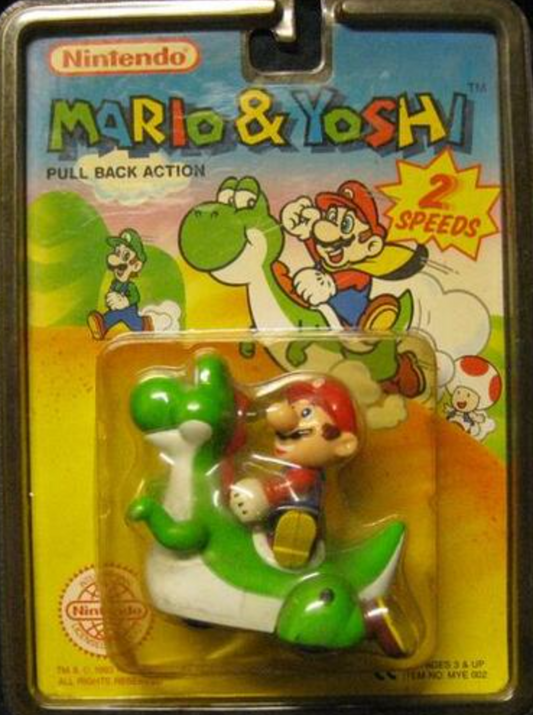 Nintendo 1993 Mario & Yoshi 2 Speeds Pull Back Action Figure