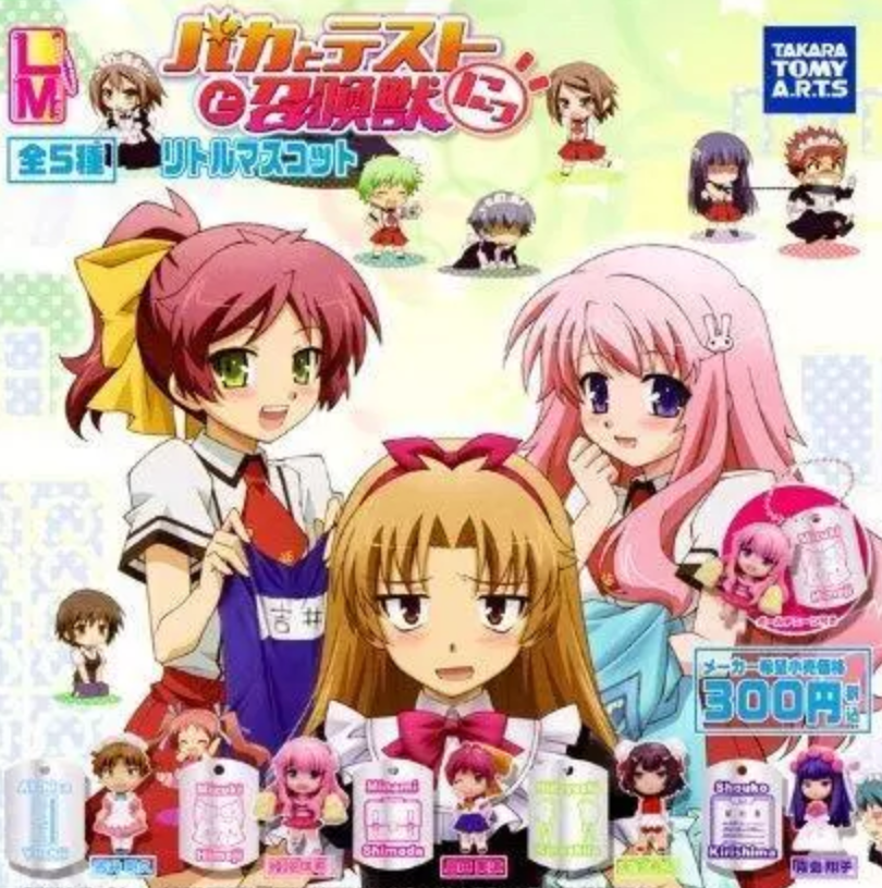 Takara Baka to Test to Shoukanjuu Gashapon 5 Mascot Strap Collection Figure Set