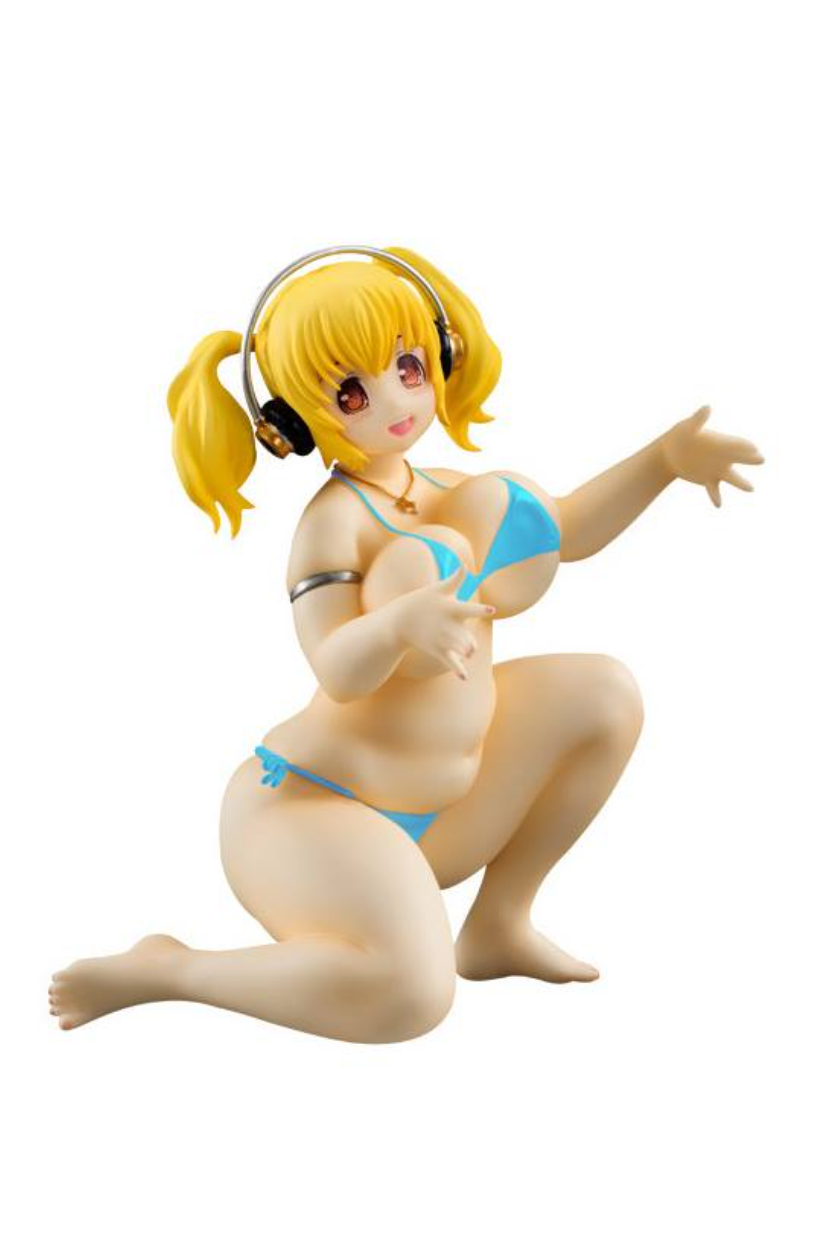 Furyu Nitro Super Sonico Super Pochaco Drink Holder Blue Swimsuit Bikini ver Pvc Figure