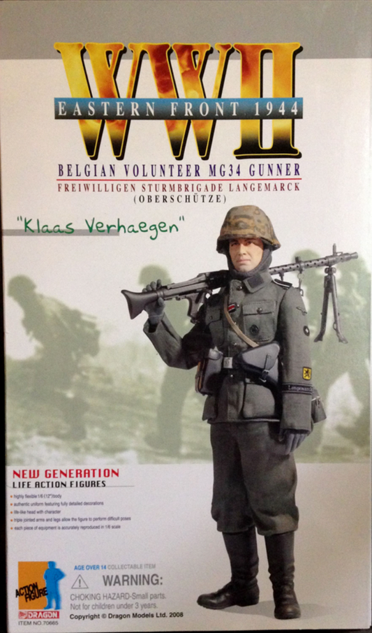 Dragon 1/6 12" 70665 WWII Eastern Front 1944 Belgian Volunteer MG34 Gunner Oberschutze Klaas Verhaegen Action Figure