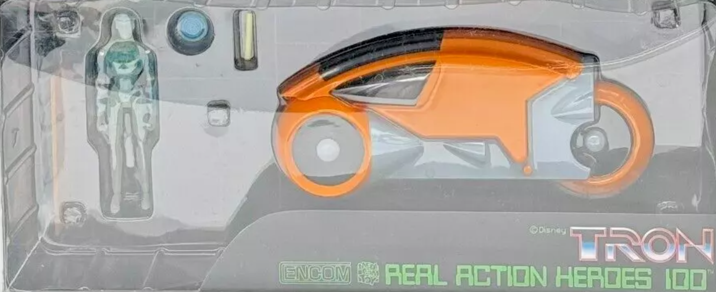 Medicom Toy Encom RAH100 Real Action Heroes 100 Disney Tron Series A Tron Light Cycle Orange Action Figure