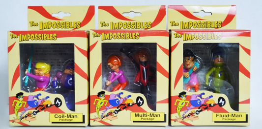 Jun Planning 1998 Hanna Barbera The Impossibles Coli-Man Multi-Man Fluid-Man 3 Trading Figure Set