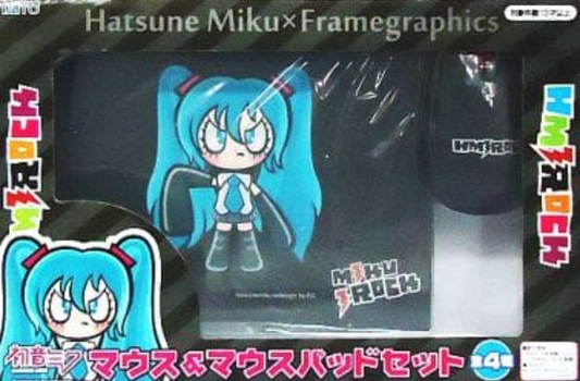 Taito Vocaloid Hatsune Miku x Framegraphics HM Rock Mouse & Mouse Pad Set Black ver