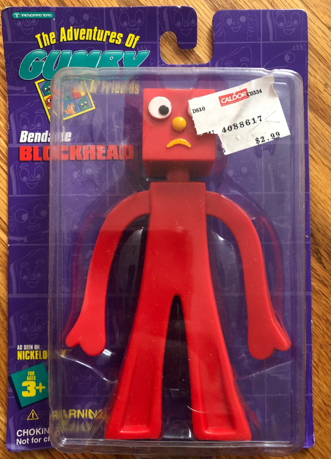 Trendmasters 1995 The Adventure of Gumby & Friends Blockhead Bendable Action Figure