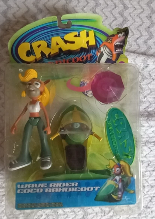 Resaurus 1998 Crash Bandicoot Action Series 2 Wave Rider Coco Bandicoot Trading Figure