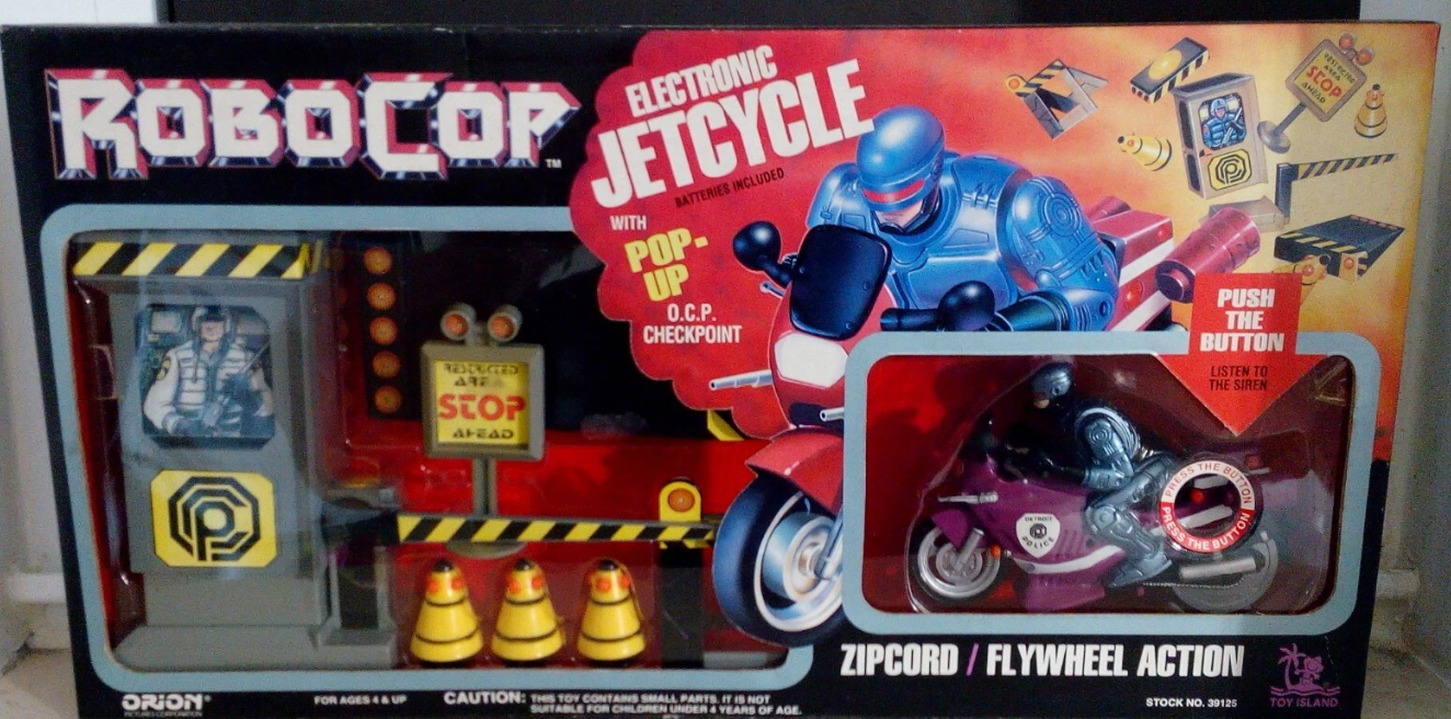 Toy Island Orion 1994 Robocop Electronic Jetcycle Zipcord Flywheel Action Figure