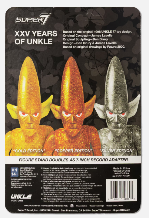 Super 7 ReAction Futura XXV Years of Unkle 77 Gold Edition 3.75
