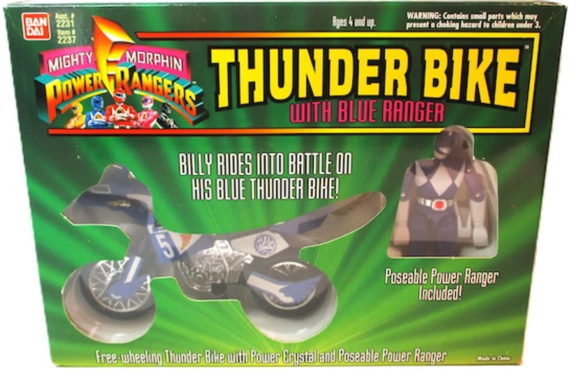 Bandai Mighty Morphin Power Rangers Thunder Bike with Blue Ranger Action Figure