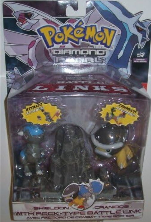 Jakks Pacific Pokemon Pocket Monster Diamond And Pearl Shieldon & Cranidos Rock-Type Battle Link Trading Collection Figure