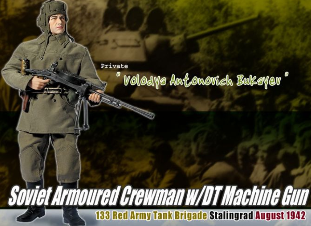 Dragon 1/6 12" 70543 WWII Stalingrad 1942 Soviet Armoured Crewman w/DT Machine Gun Private Volodya Antonovich Bukayev Action Figure