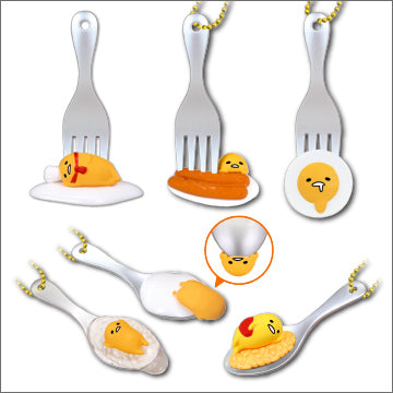 Sanrio Gudetama Takara Tomy Gashapon Tasting Mascot Vol 2 5 Swing Strap Figure Set