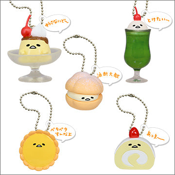 Sanrio Gudetama Takara Tomy Gashapon Lots of Sweets Mascot 5 Swing Strap Figure Set