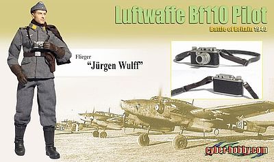 Dragon 12" 1/6 Cyber Hobby WWII Battle of Britain 1940 Luftwaffe Bf110 Pilot Flieger Jurgen Wulff Action Figure