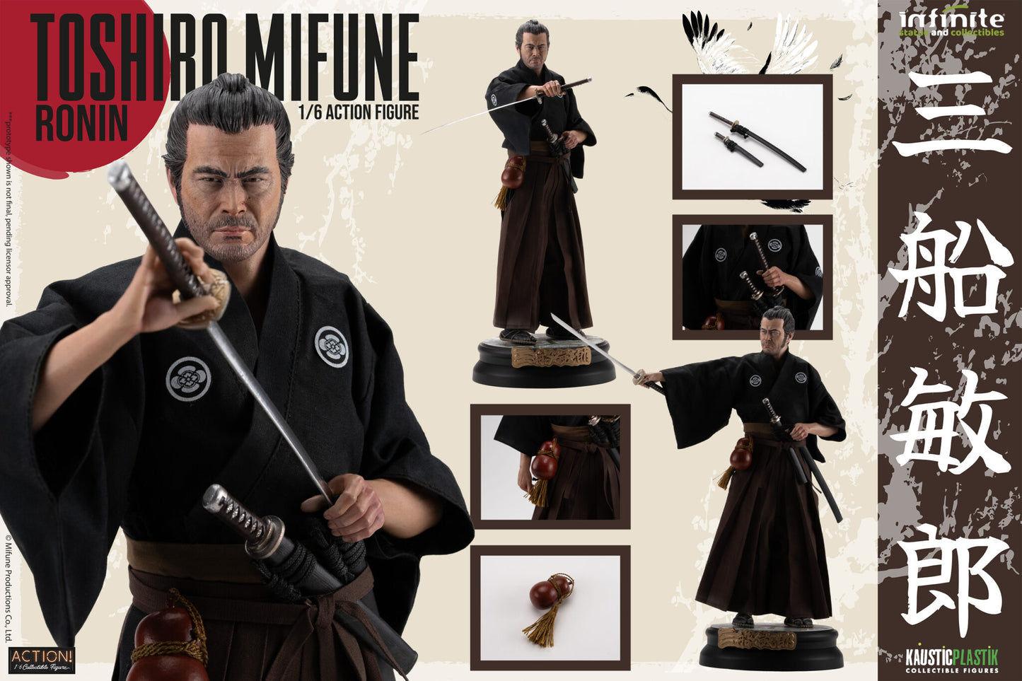 Kaustic Plastik x Infinite Statue 12" 1/6 Toshiro Mifune Ronin ver Action Figure