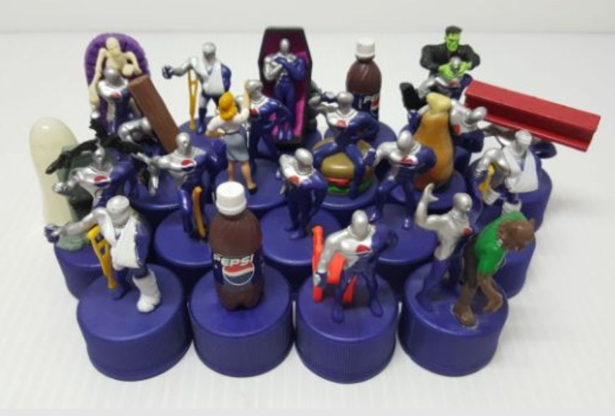 Pepsiman 20 Bottle Cap Trading Figure Set Used