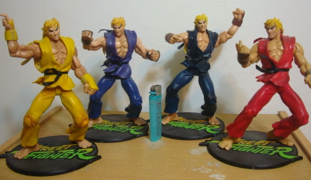 Resaurus Capcom Street Fighter Ken 4 7" Action Figure Set Used