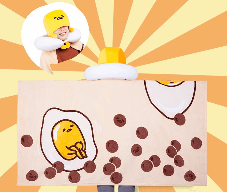 Sanrio Gudetama Taiwan Family Mart Limited Hat Pillow Blanket Set