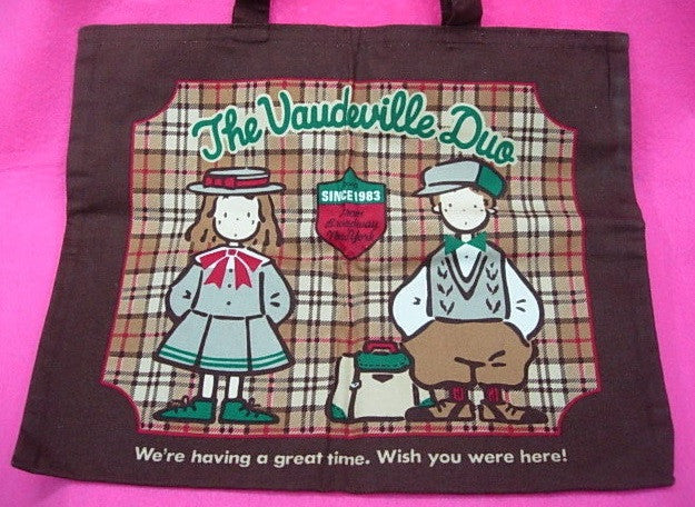 Sanrio 1992 The Vaudeville Duo Eddy & Emmy A4 Size Tote Bag - Lavits Figure
