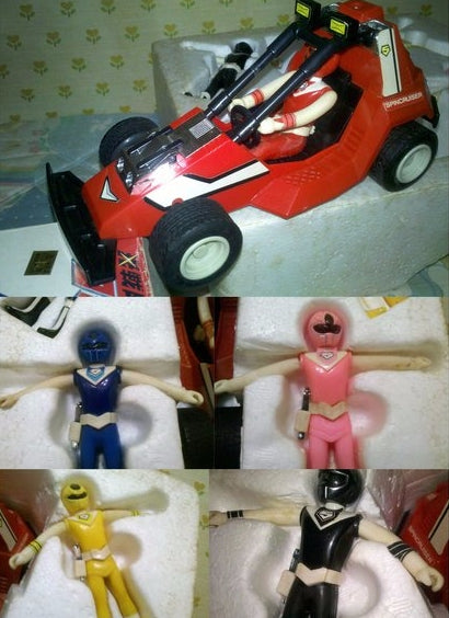 Bandai Power Rangers Maskman 5 Mask Fighters w/ Spin Cruiser Action Figure Set