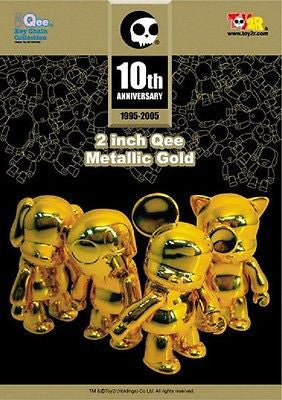 Toy2R Qee 10th Anniversary Metallics Gold Golden 2" Toyer Cat Bear Dog Figure - Lavits Figure