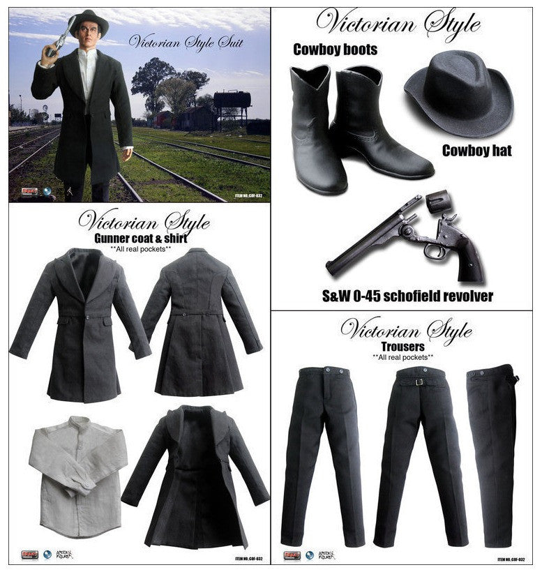 Crazy Owner 1/6 12" COF-032 Victorian Style Suit Gunner Coat & Shirt Accessories Set - Lavits Figure