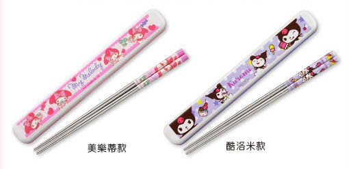 Sanrio Hi-Life Limited My Melody Kuromi 2 304 Stainless Steel Chopsticks Set - Lavits Figure
- 1