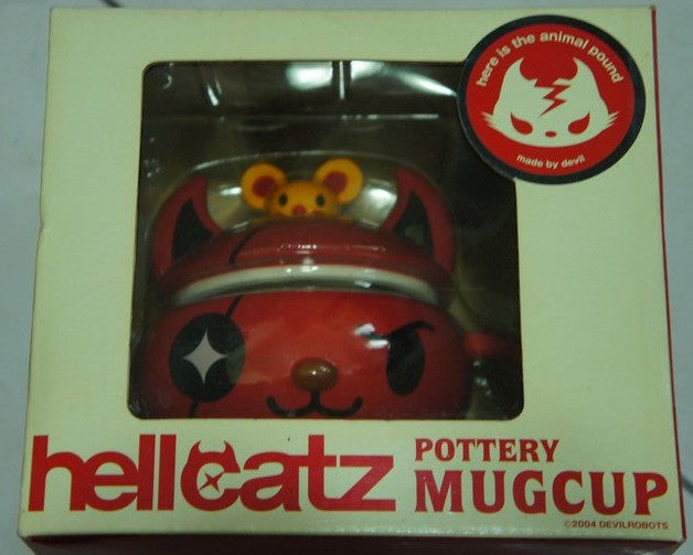 Devilrobots Hellcatz Ritty Red lidded 4.5" Tea Cup Mug - Lavits Figure