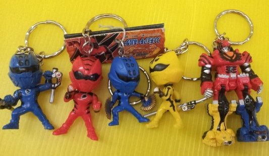 Banpresto Power Rangers Jungle Fury Gekiranger 5 Key Chain Holder Figure Set Used - Lavits Figure