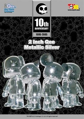 Toy2R Qee 10th Anniversary Metallics Silver 2" Toyer Cat Bear Dog Figure - Lavits Figure

