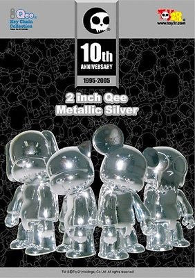 Toy2R Qee 10th Anniversary Metallics Silver 2" Toyer Cat Bear Dog Figure - Lavits Figure