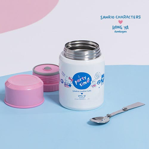 Sanrio Characters Party Time Taiwan Hong Ya Hamburgers Limited 304 Stainless Steel 500ml Thermos Can w/ Spoon