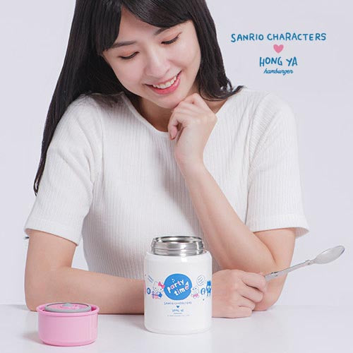 Sanrio Characters Party Time Taiwan Hong Ya Hamburgers Limited 304 Stainless Steel 500ml Thermos Can w/ Spoon