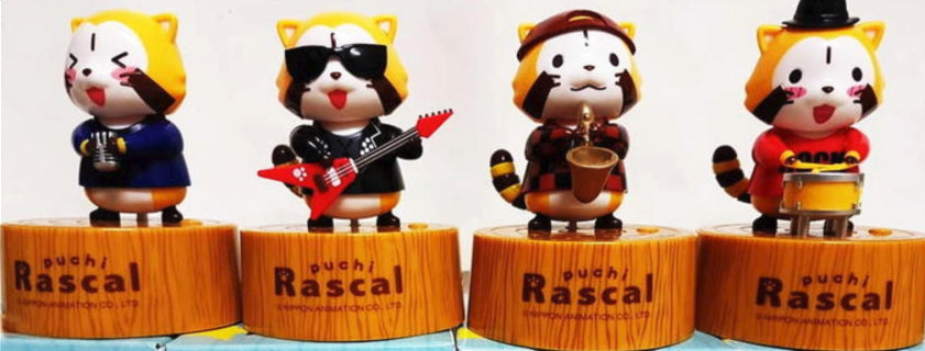 Puchi Rascal The Raccoon Desserts Taiwan 7-11 Limited 4 Music Dancing Trading Collection Figure Set