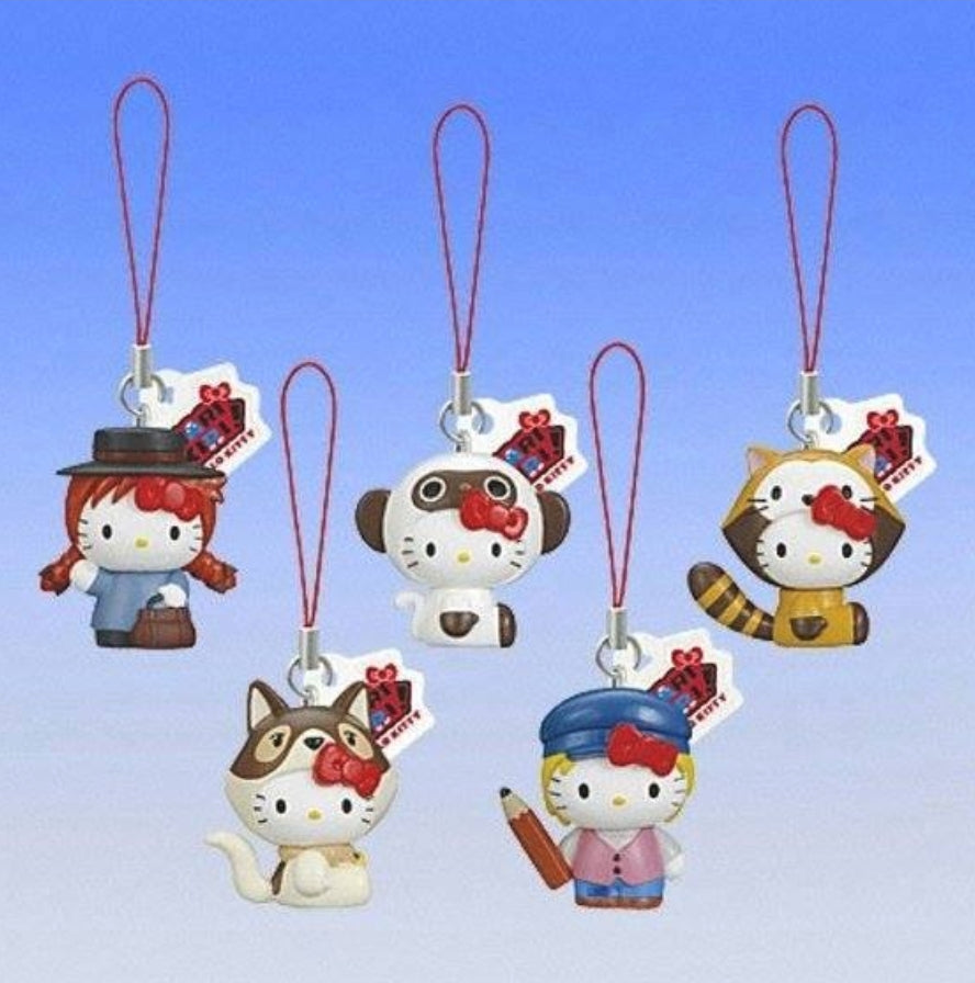 Bandai Sanrio Gashapon Narikiri Hello Kitty Collection Part 5 5 Cosplay Mascot Swing Strap Figure Set