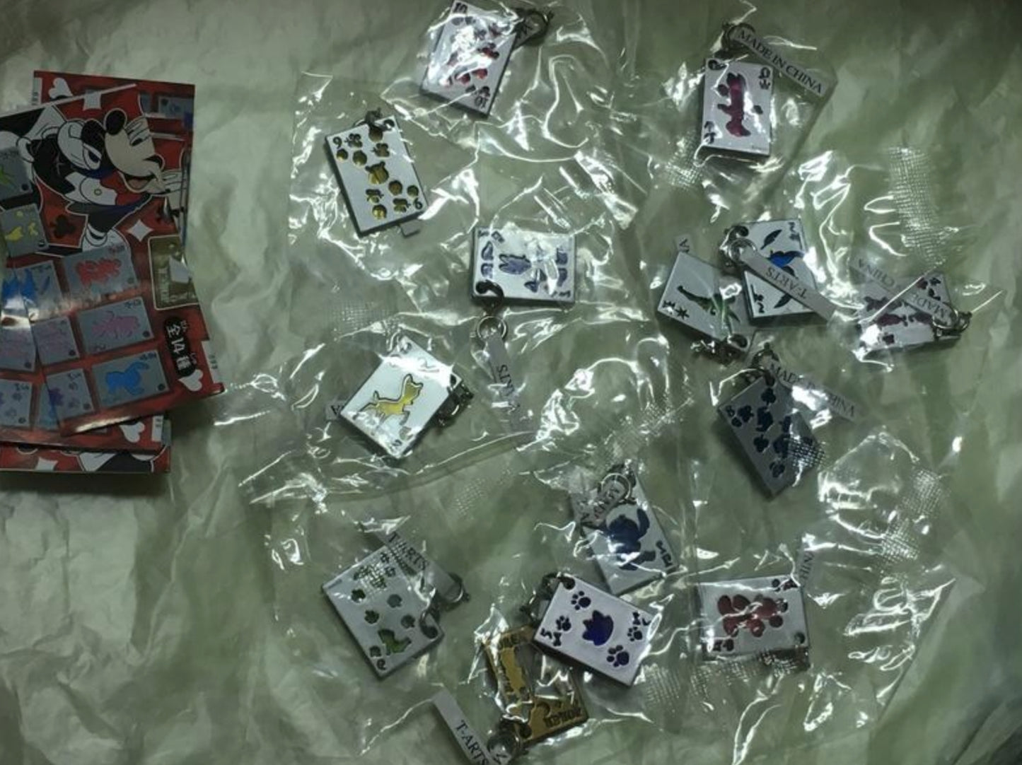 Takara Tomy Disney Gashapon Characters Playing Card Charm 14 Mascot Strap Trading Figure Set