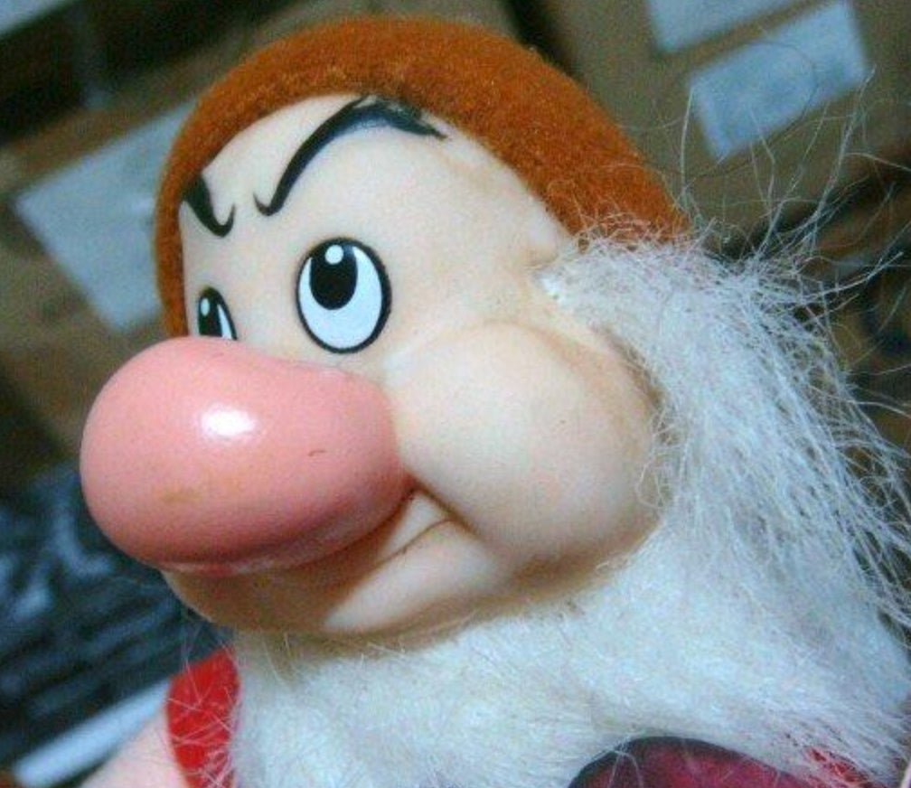 Vintage Walt Disney Grumpy Key Chain Holder Plush Doll Figure