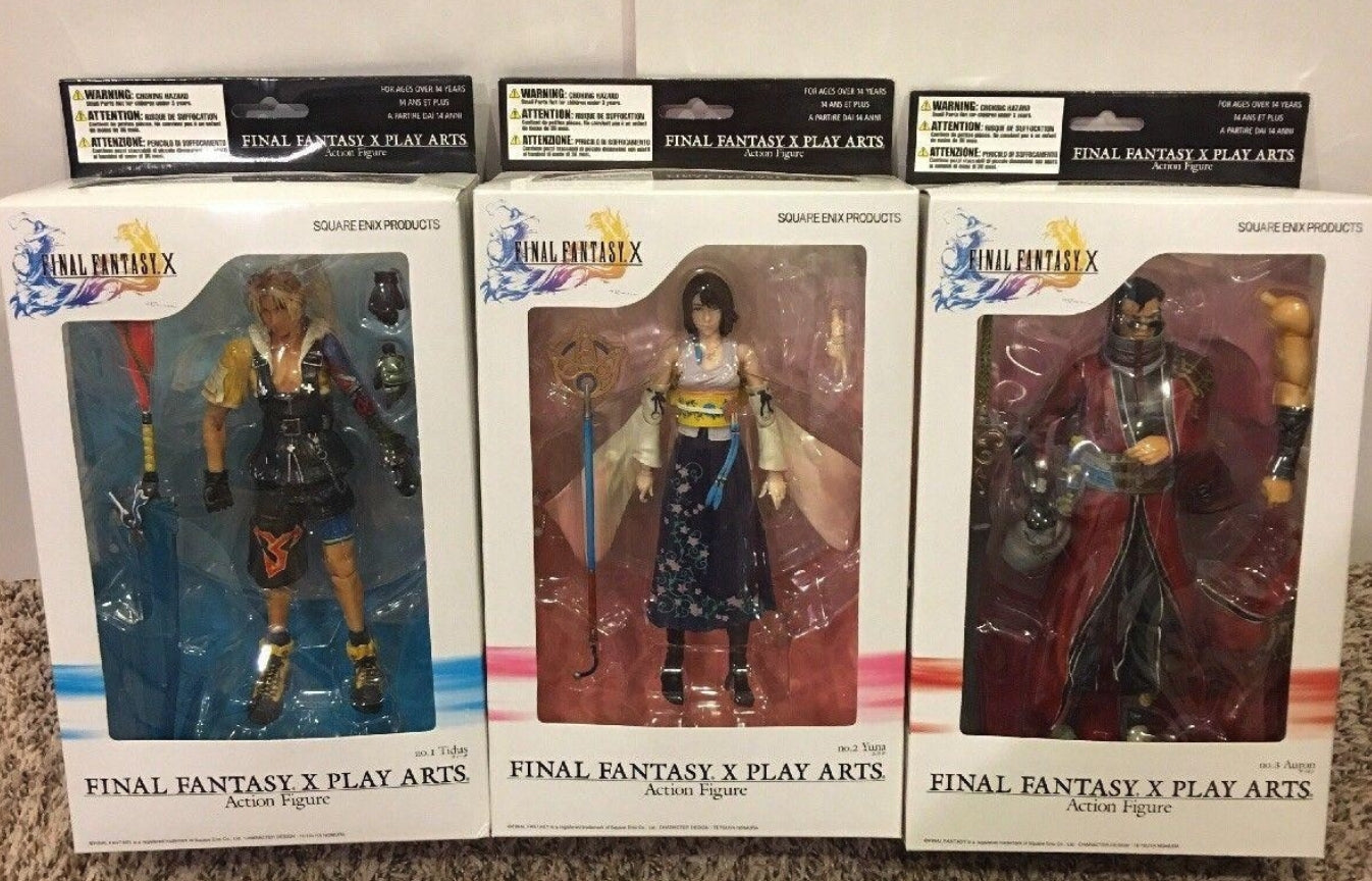 Square Enix Final Fantasy X 10 Play Arts No 1 Tidus No 2 Yuna No 3 Auron 3  Action Figure Set