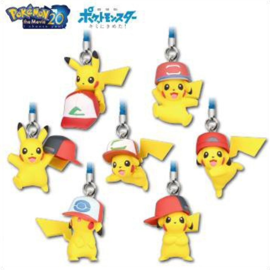 Takara Tomy Pokemon Pocket Monster Movie 20th Ver 7 Mascot Strap Collection Figure Set