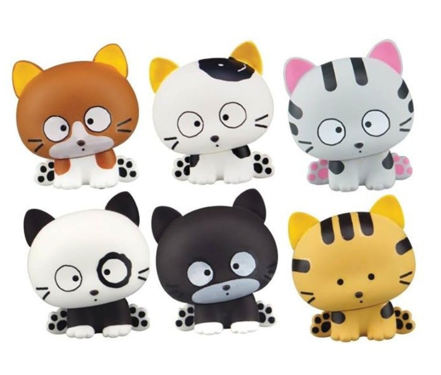 Aoshima Gashapon Tama Cat & Friends Character 6 Swing Strap Figure Set