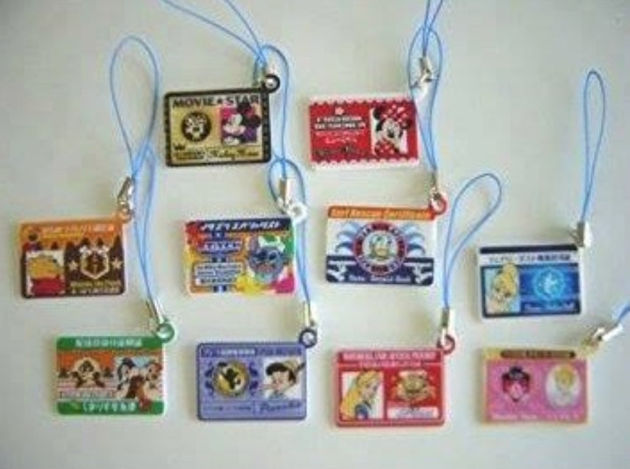Takara Tomy Disney Gashapon Classic Character Mini ID Card Holder Strap 10 Trading Figure Set