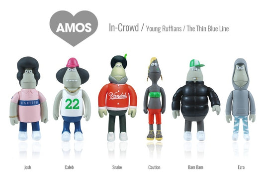 Amos Toys James Jarvis In-Crowd Young Ruffians 6 4" Vinyl Figure Set Used