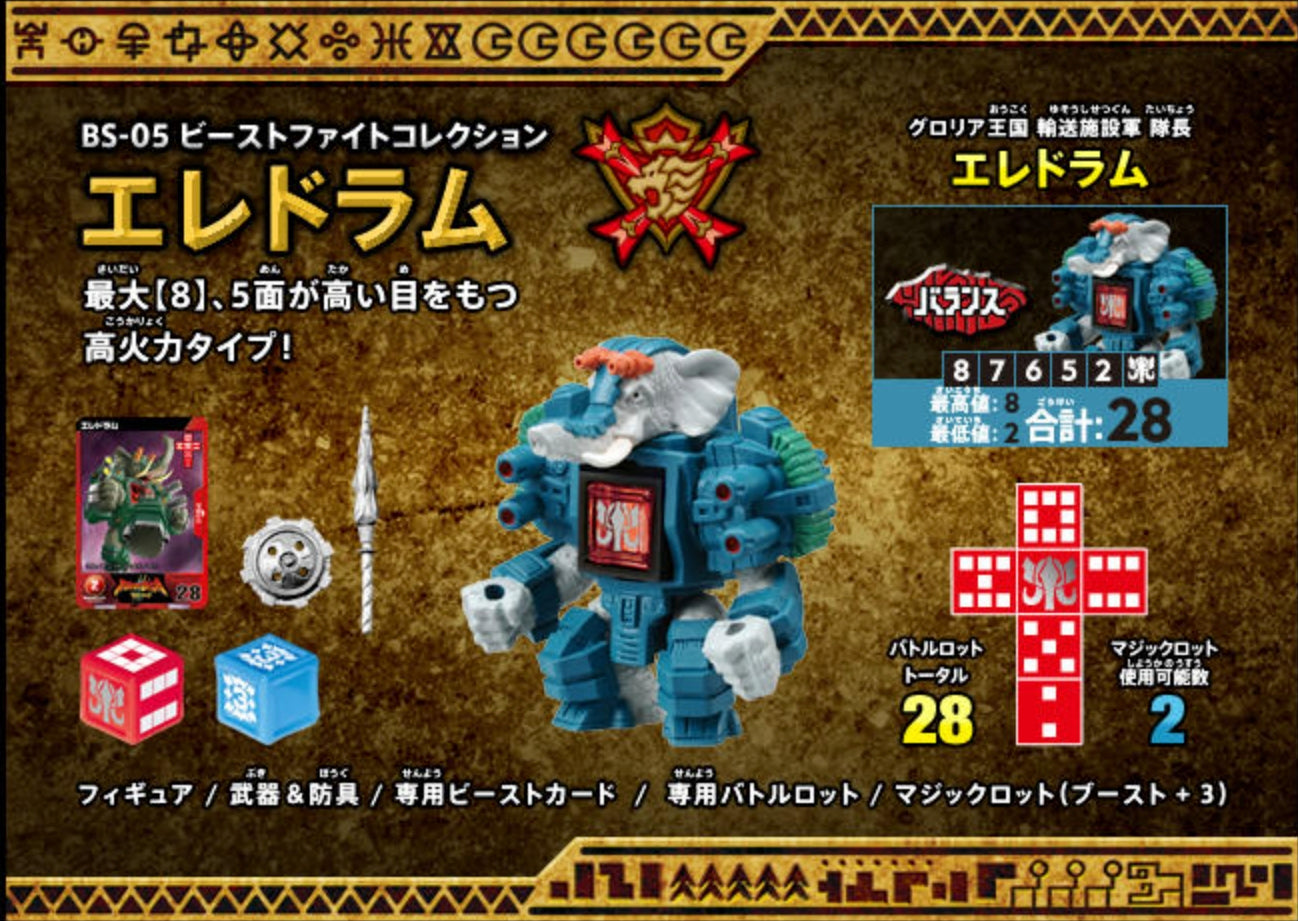 Takara Tomy Beast Saga BS-05 Eredoramu Elephant Action Figure