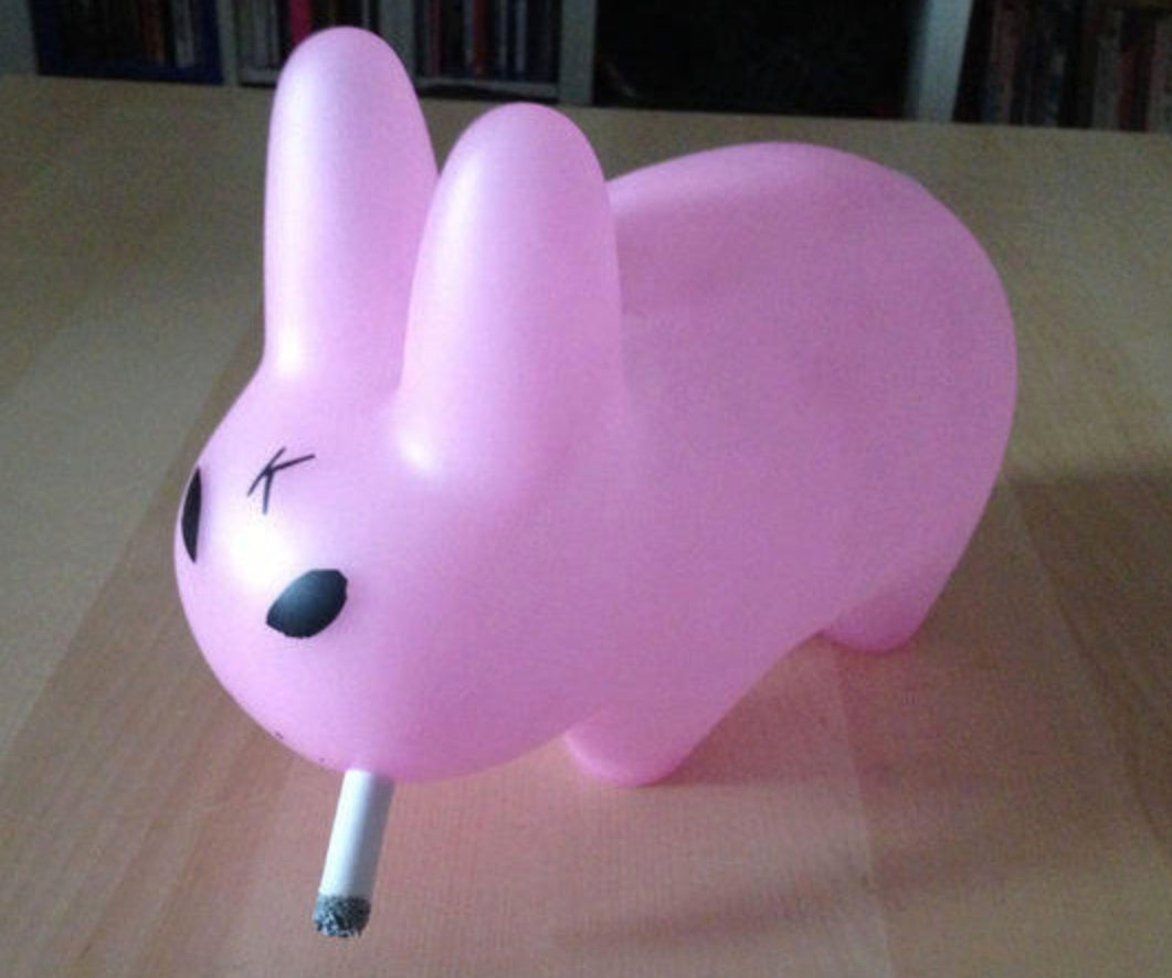 Kidrobot 2012 Frank Kozik Smorkin Labbit Clear Pink Ver 10" Vinyl Figure