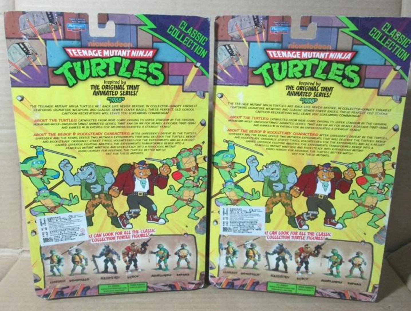 Playmates TMNT Teenage Mutant Ninja Turtles 1988 Classic Collection Rocksteady & Bebop Action Figure Set Used